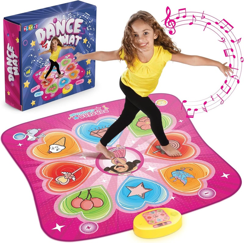 Play22 Dance Mat for Kids - Best Birthday Gifts for Girls & Boys Electronic Dance Game Toy for Kids, Adjustable Volume, 5 Levels - Dance Pad with LED Lights & Built-in Music for Ages 3-12 Years Old - Image 1